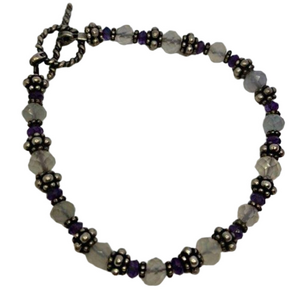 VINTAGE artisan artist/brand marked gemstone bracelet sterling silver 925